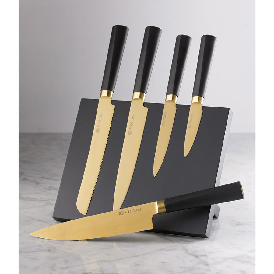 Набор из 5 ножей и подставки Titan Gold - фото 4 - id-p167307516