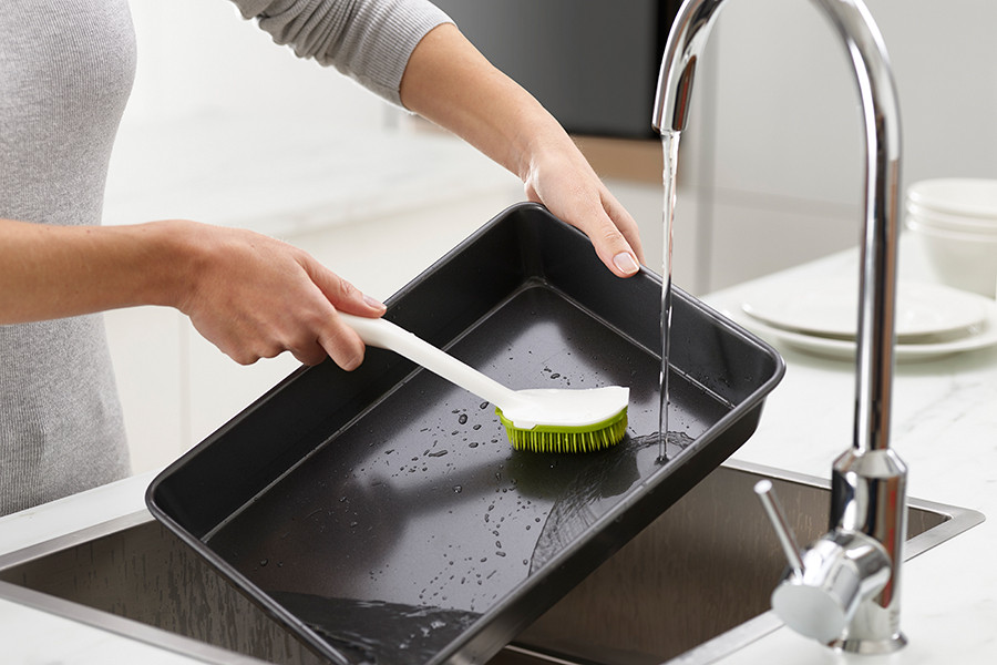 Щетка для мытья посуды CleanTech с запасной насадкой белая/зеленая - фото 2 - id-p167313495