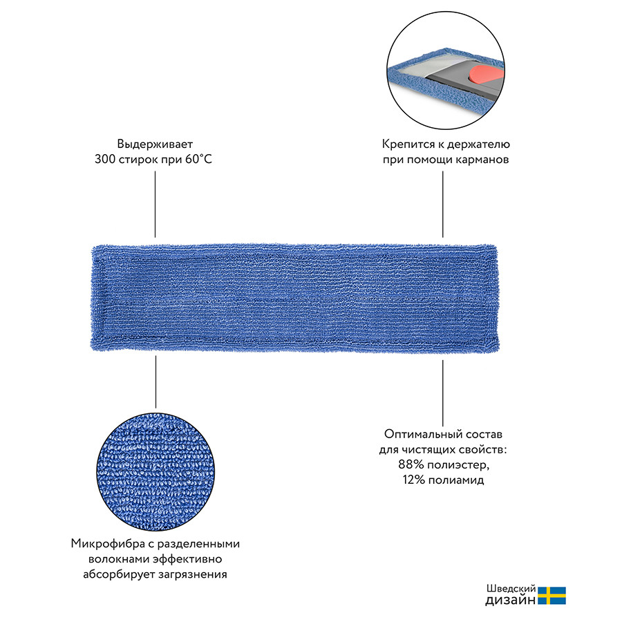 Набор из основания для швабры 41 см и сменной насадки из микрофибры - фото 4 - id-p167307634