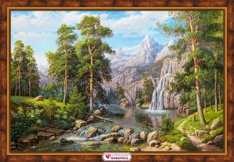 Картина стразами "Пейзаж с водопадом" - фото 1 - id-p167325096