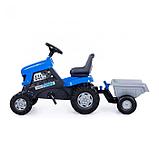 Каталка-трактор с педалями "Turbo" (синяя) с полуприцепом, фото 2