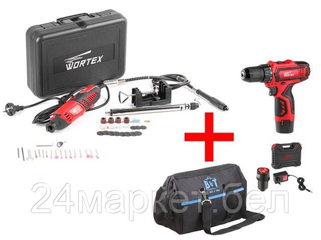 Аккум. дрель-шуруповерт WORTEX BD 1215-1 Li в чем.+MG3218E11411 Гравер + АКЦИЯ сумкка в подарок (В ПОДАРОК к, фото 2