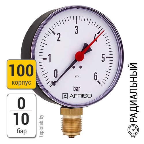 Afriso RF 100/10, 1/2" манометр радиальный