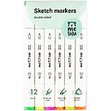 Набор скетч-маркеров для скетчинга MESHU, 12цв., основные и флуоресцентные цвета (MS_38259), фото 2