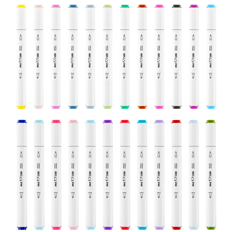 Набор скетч-маркеров для скетчинга MESHU, 24цв., основные цвета (MS_38264)