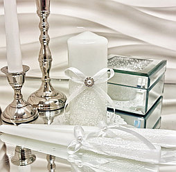 Набор свадебных свечей " Ажур" для обряда "Семейный очаг" в белом цвете