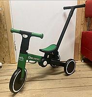 Велосипед-беговел детский 2 в 1 складной Delanit с ручкой T801 зеленый