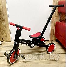 Велосипед-беговел детский 2 в 1 складной с ручкой Delanit T801 красный