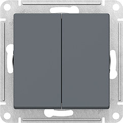 Выключатель проходной двухклавишный, цвет Грифель (Schneider Electric ATLAS DESIGN)