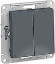 Выключатель проходной двухклавишный, цвет Грифель (Schneider Electric ATLAS DESIGN), фото 2