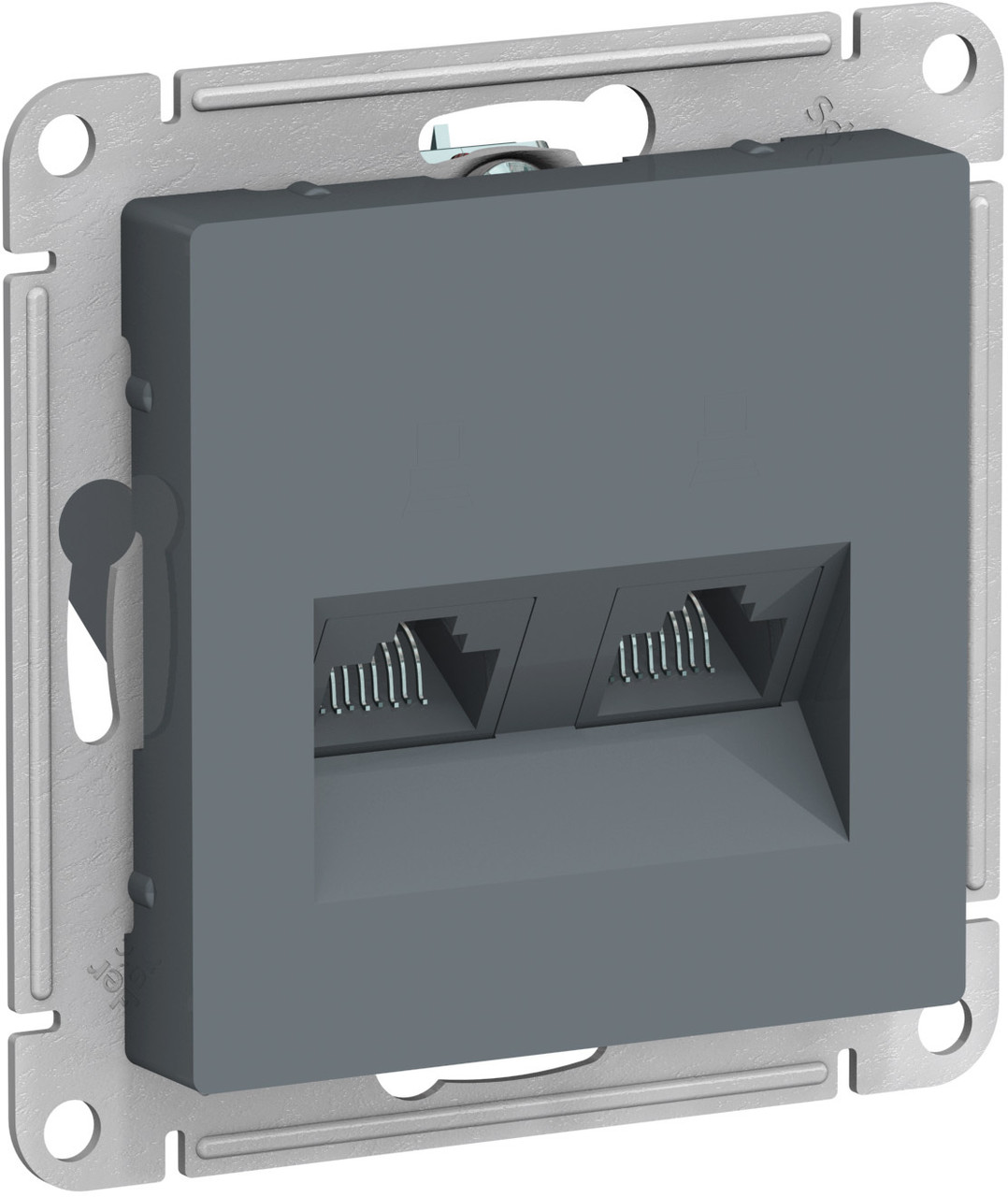 Розетка двойная RJ45+RJ45 кат.5E, цвет Грифель (Schneider Electric ATLAS DESIGN)