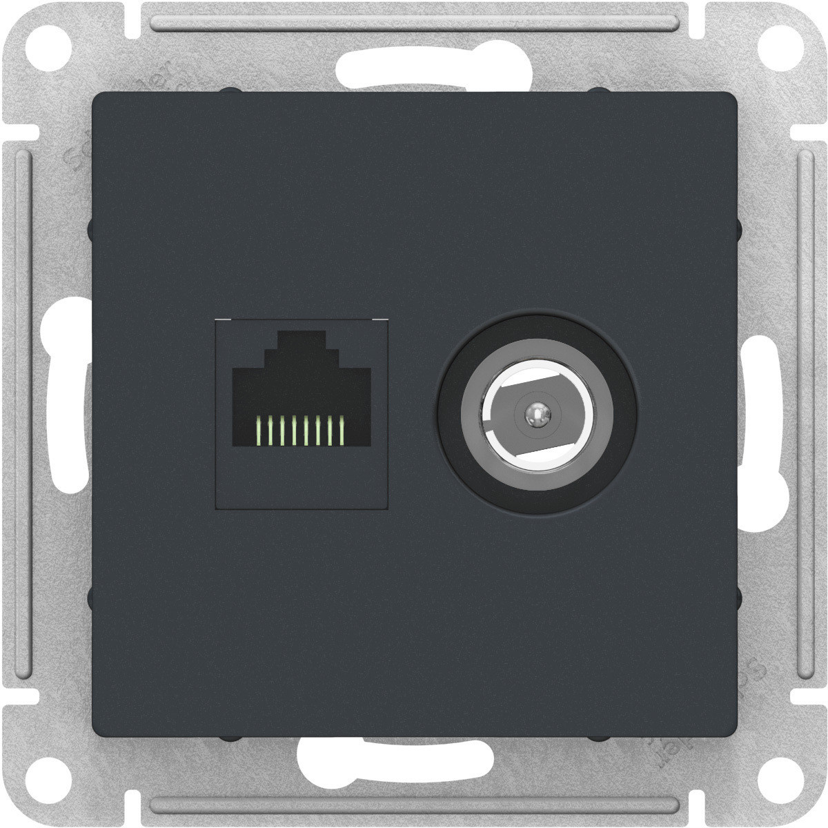 Розетка двойная TV+RJ45, кат.5E, цвет Грифель (Schneider Electric ATLAS DESIGN) - фото 2 - id-p94507799