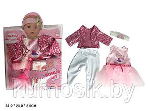 Набор одежды для куклы "Yale baby" с подгузником и пустышкой. (Размер до 45см)  арт.BLC74
