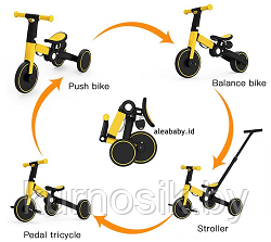 Велосипед-беговел детский 2 в 1 складной с ручкой Belashimi T801 желтый - фото 2 - id-p167373958