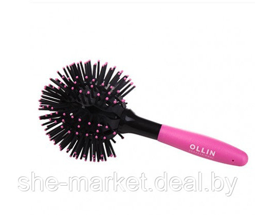 Расческа 3D для укладки волос, черно-розовая (OLLIN Professional) - фото 1 - id-p167385615