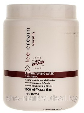 Маска восстанавливающая с кератином для волос Ice Cream keratin RESTRUCTURING MASK 1л (Inebrya) - фото 2 - id-p167385460