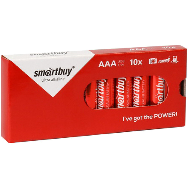 Батарейка SmartBuy AAA (LR03) алкалиновая, 10 картон.уп. SBBA-3A10BX