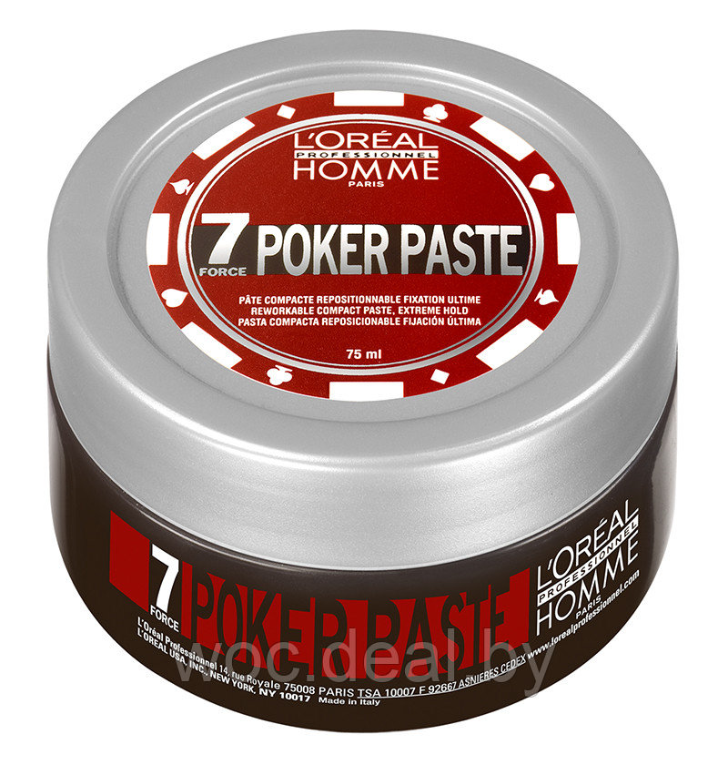 L'Oreal Моделирующая паста ультра сильной фиксации Poker Paste Homme L'Oreal Professionnel, 75 мл - фото 1 - id-p167429513