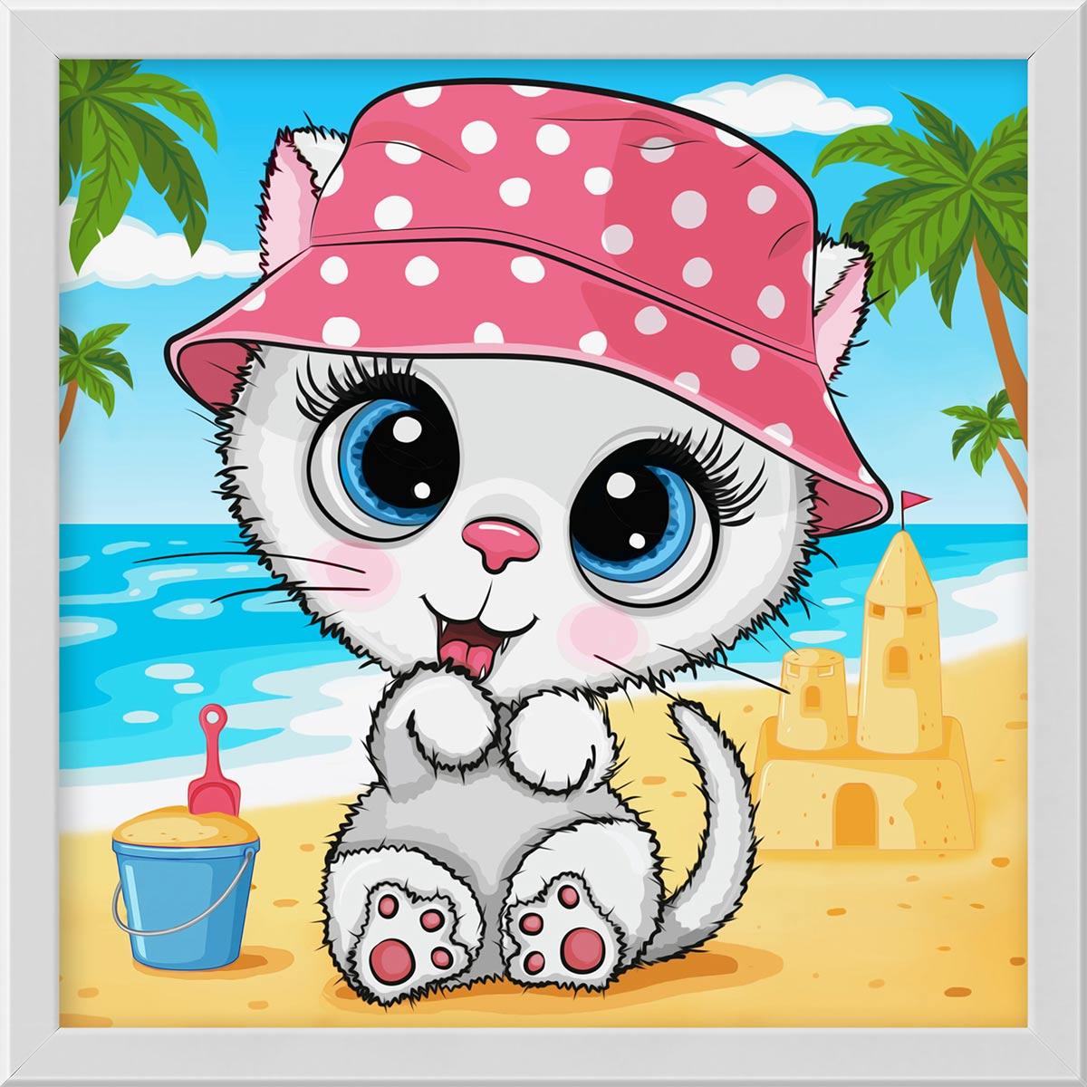 Картина стразами "Кошка на пляже" - фото 1 - id-p167440545