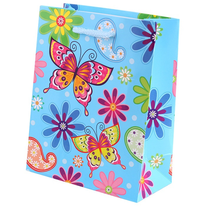 Пакет подарочный 12*15*6см "Бабочки" - фото 1 - id-p167447435