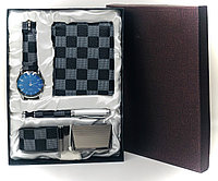 Подарочный набор мужской( Часы-хамелеон ( черный циферблат ), ремень, кошелек, ручка)