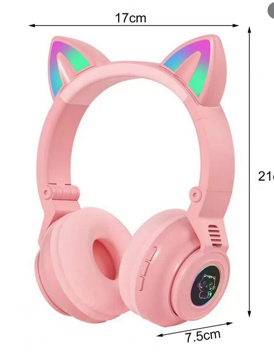 Детские наушники Cat Ear 1234 беспроводные со светящимися ушками Wireless Headphones