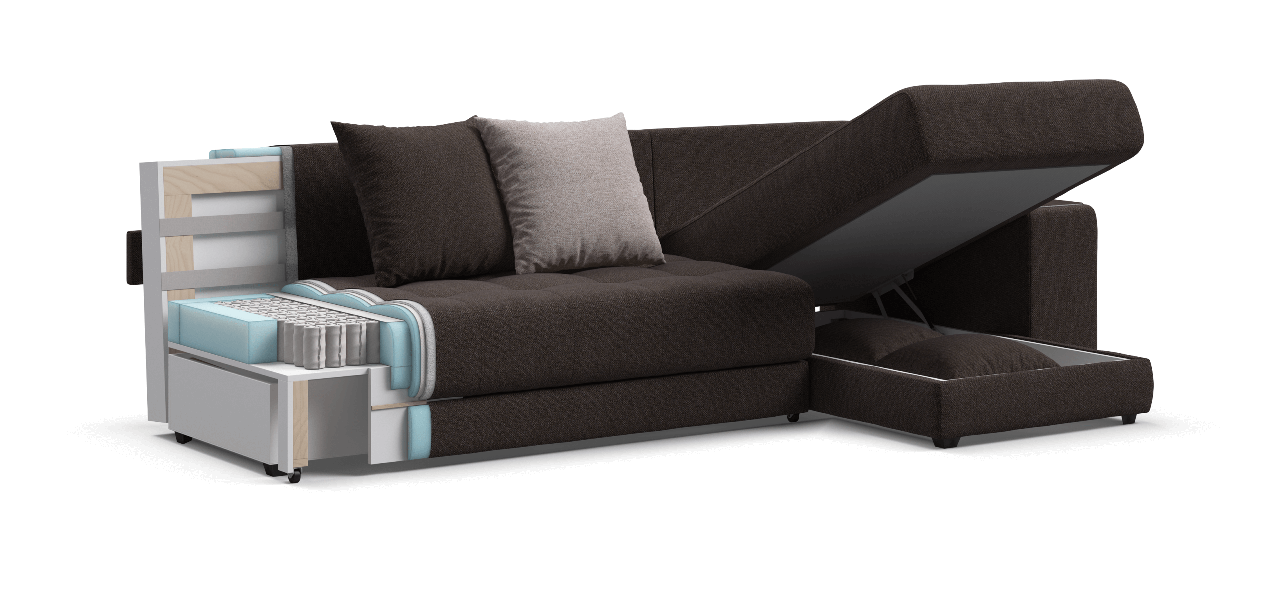 Угловой диван Дубай 2,0 угол рогожка Malmo шоколад, бежевый - фото 2 - id-p167460212