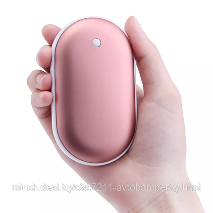 Грелка для рук и аккумулятор Power Bank Pebble Hand Warmer 5000 мАч Розовый, фото 2