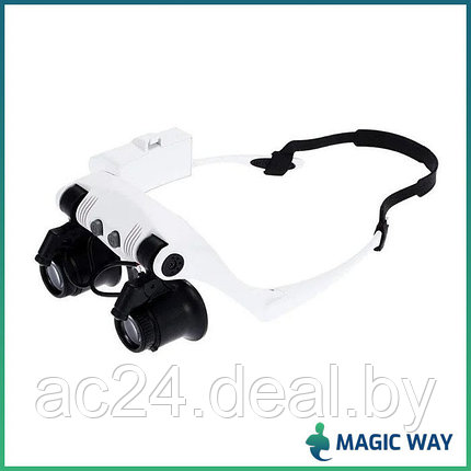 Лупа-очки налобная бинокулярная 10x15x20x25x с подсветкой (2 LED) Watch Repair Magnifier Upgraded Version, фото 2