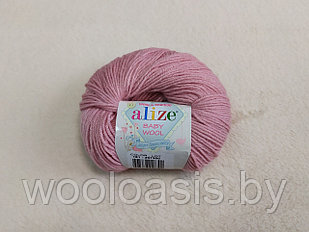 Пряжа Alize Baby Wool, Ализе Беби Вул, турецкая, шерсть, акрил, бамбук, для ручного вязания (цвет 161)
