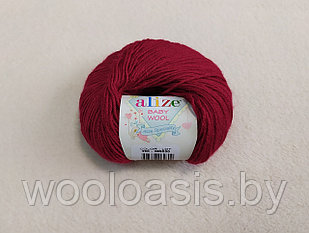 Пряжа Alize Baby Wool, Ализе Беби Вул, турецкая, шерсть, акрил, бамбук, для ручного вязания (цвет 390)