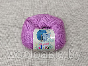 Пряжа Alize Baby Wool, Ализе Беби Вул, турецкая, шерсть, акрил, бамбук, для ручного вязания (цвет 672)