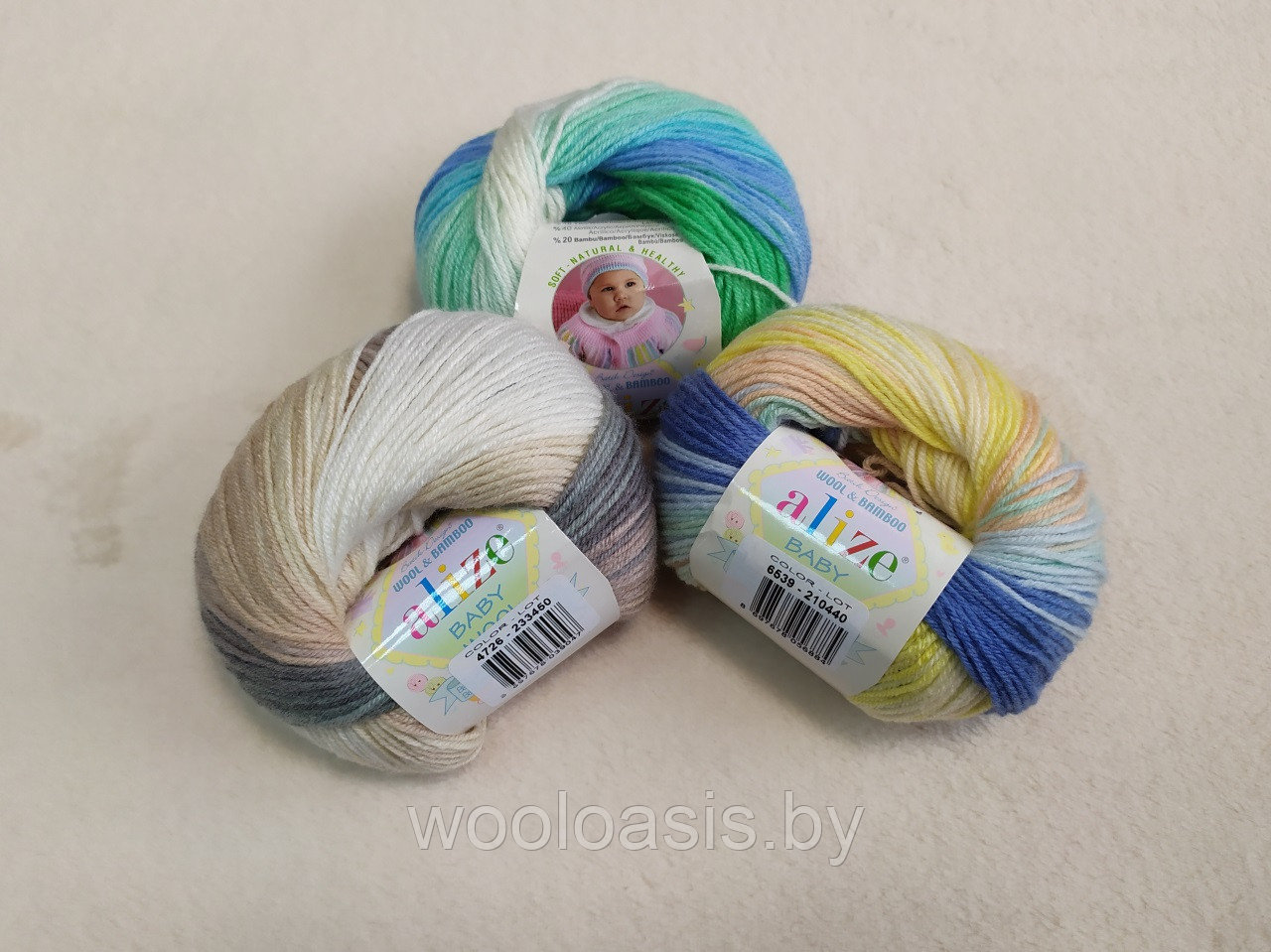 Пряжа Alize Baby Wool Batik, Ализе Беби Вул, турецкая, шерсть, акрил, бамбук, секционная, для ручного вязания