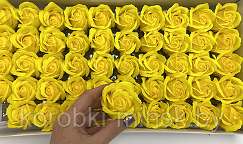 Декоративный цветок-мыло "роза"  Ярко-желтый 5,5*4  50шт. Многослойные