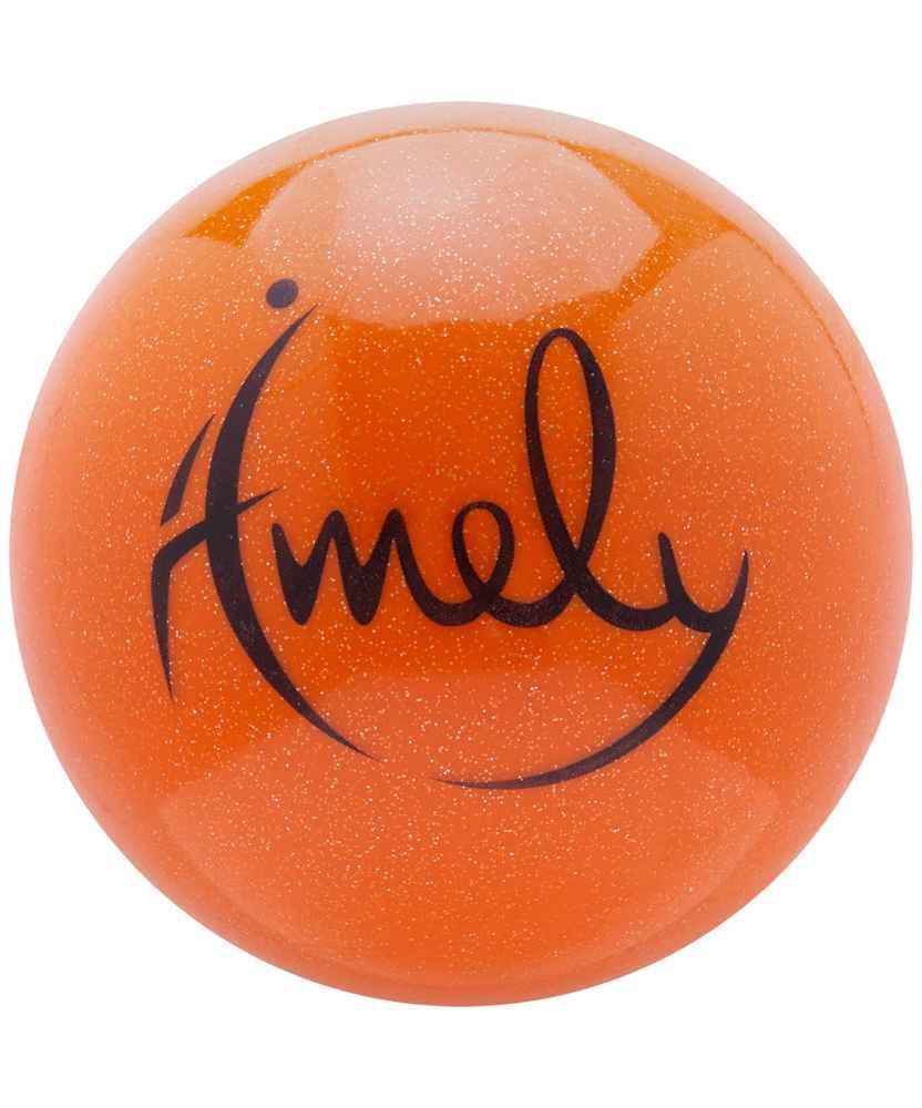 Мяч для художественной гимнастики Amely AGB-303 (15см, 280 гр) оранжевый с блестками