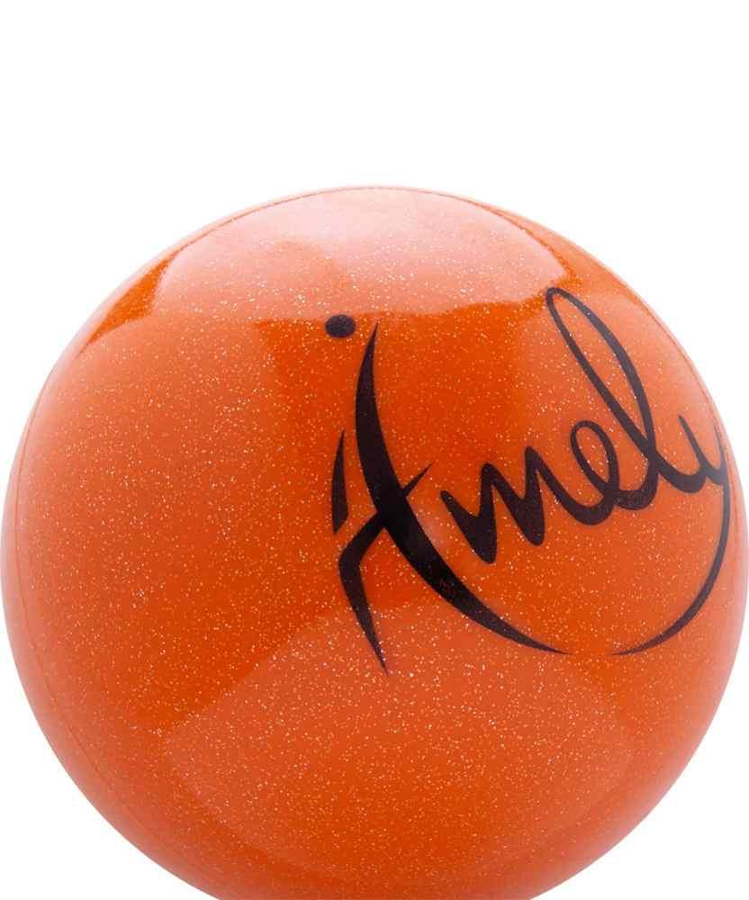 Мяч для художественной гимнастики Amely AGB-303 (15см, 280 гр) оранжевый с блестками - фото 2 - id-p167489361