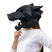 3Д Оригами Маска Волк Черный / 3D Оригами / Конструктор / Paperraz / Паперраз, фото 1
