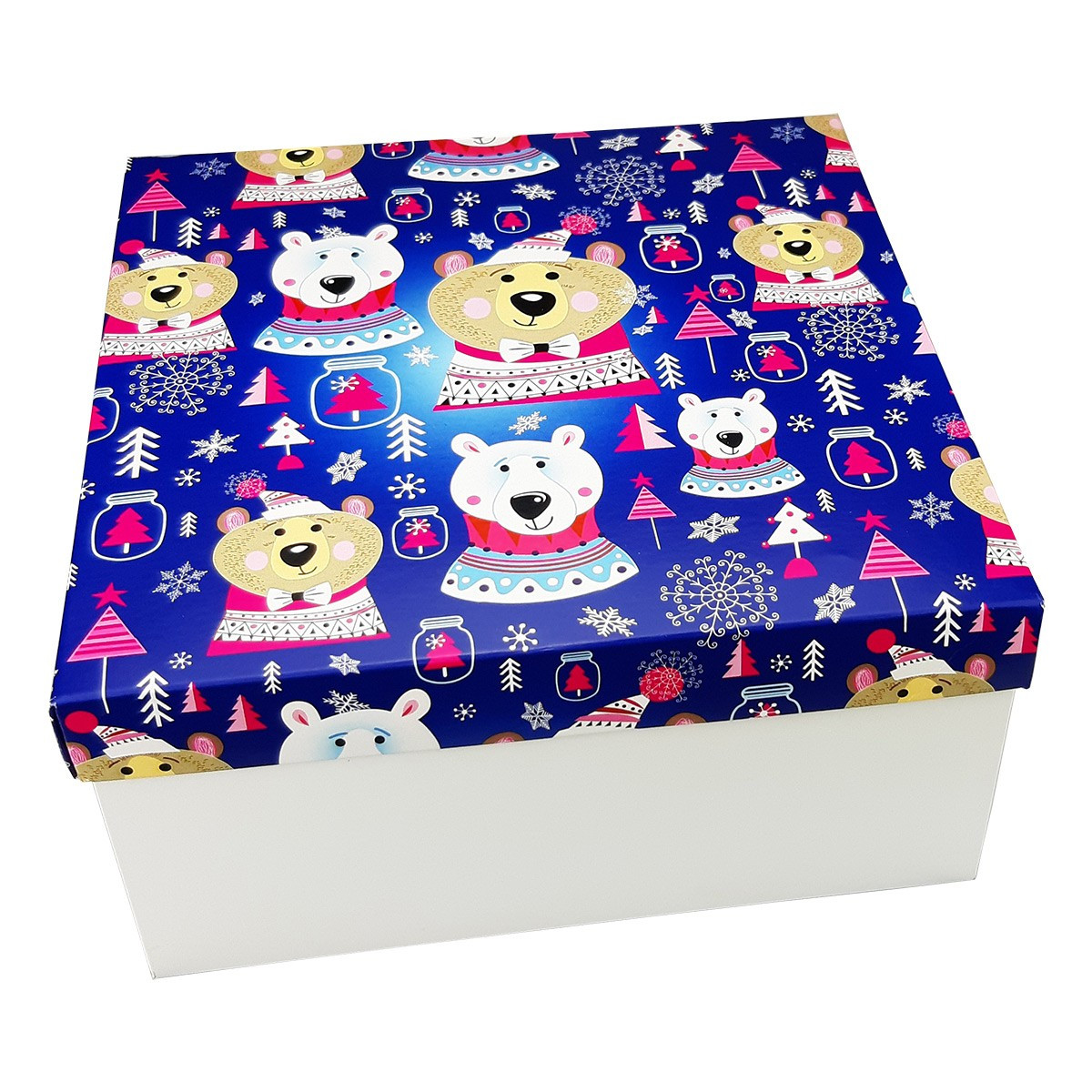 Коробка для подарков (Беларусь, 200х200х100 мм) Новогодний_мишка - фото 1 - id-p167515833