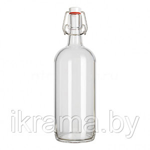 Бутылка 1 литр с бугельной пробкой прозрачная