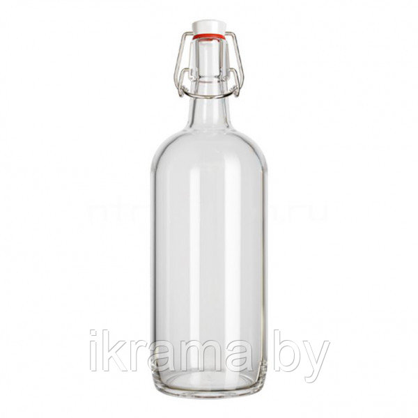 Бутылка 1 литр с бугельной пробкой прозрачная - фото 1 - id-p167521060