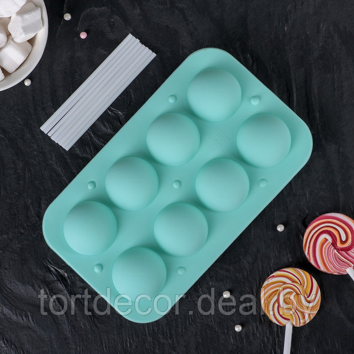 Форма для леденцов и мороженого с палочками «Чупик», 19,5х11,7х3,5 см, 8 ячеек, 2 части, цвет МИКС - фото 1 - id-p167524030