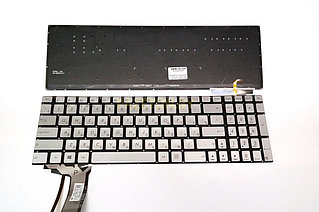 Клавиатура для ноутбука Asus N551 N552 N751 N752 Серебристая с подсветкой
