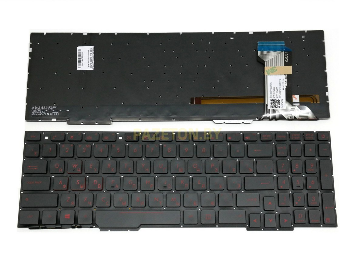 Клавиатура для ноутбука Asus ROG Strix GL553 GL553VD GL553VE GL553VW GL753 GL753VD GL753VE GL753VW черная с - фото 1 - id-p139875264