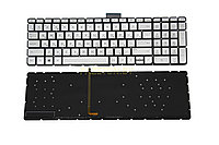 Клавиатура для ноутбука HP 15-AU small enter Серебристая с подсветкой