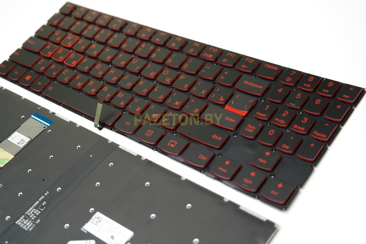 Клавиатура для ноутбука Lenovo Legion Y520 красная подсветка горизонтальный ввод - фото 3 - id-p130184970