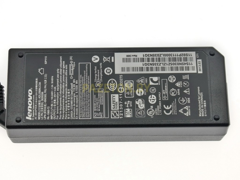 Блок питания для ноутбука Lenovo 20V 4.5A 90W штекер прямоугольный модель PA-1900-72 силовой кабель в - фото 2 - id-p98045594