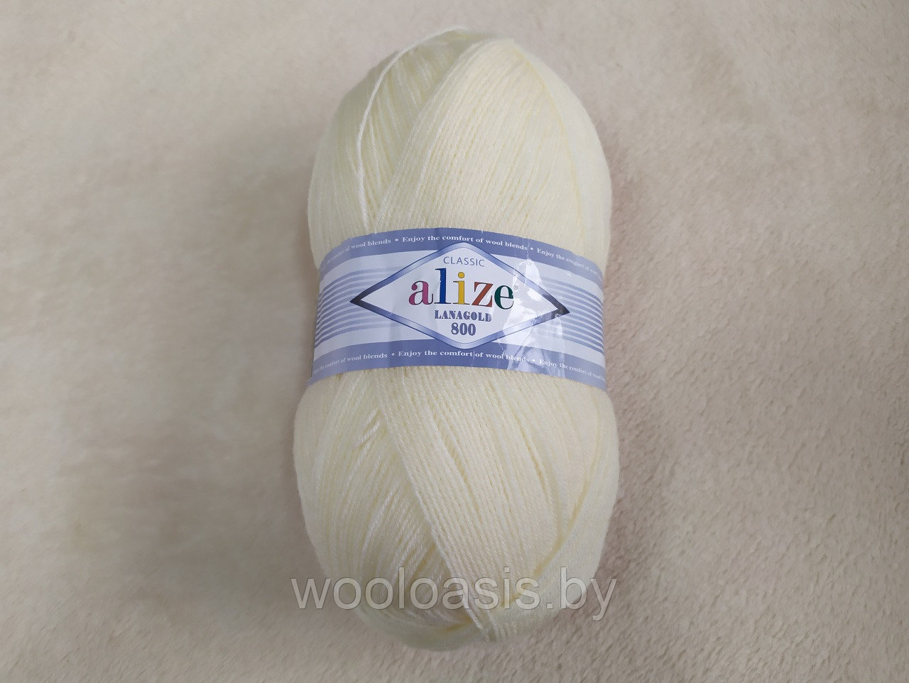 Пряжа Alize Lanagold 800, Ализе Ланаголд 800, турецкая, шерсть с акрилом, для ручного вязания (цвет 01)