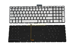 Клавиатура для ноутбука HP Pavilion 15-AH 15-AS 15-AW 15-BC серебристая белая  подсветка