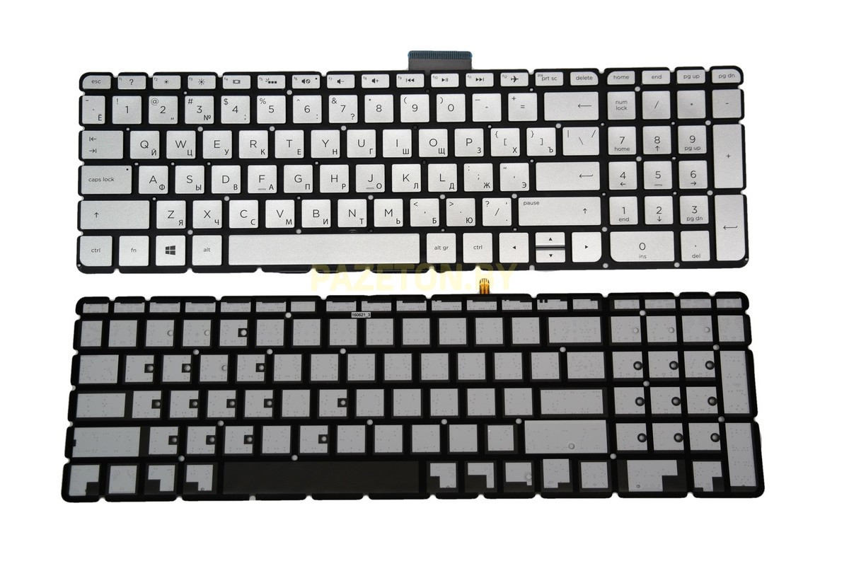 Клавиатура для ноутбука HP Pavilion 15-BC 15-ab 15-ae 15-ak серебристая белая подсветка - фото 2 - id-p135120117