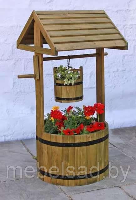 Колодец-цветочница декоративный из массива сосны " Хуторок №11" - фото 1 - id-p167540324